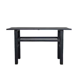 60 in. Black Finish Rectangle Rustic Reclaimed Wood Console Table