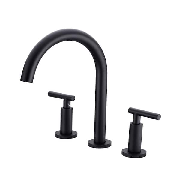 Nestfair Double Handle Bridge Kitchen Faucet in Matte Black