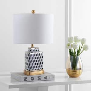 Alisha 21.5 in. Black/White Checker Table Lamp with White Shade
