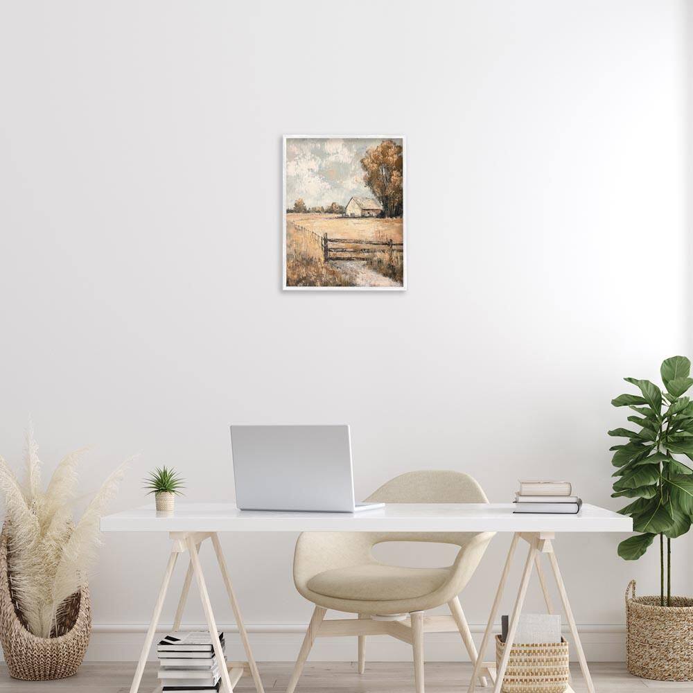 Fenced In Farm View by Petal Prints Design White Framed Nature Giclee Art Print 20 in. x 16 in. price history on PriceWatchPro