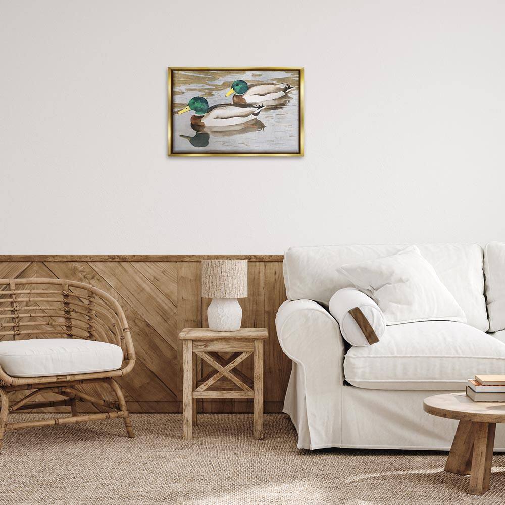 Mallard Ducks Pair by Stephanie Fielden Gold Floater Frame Animal Graphic Art Print 17 in. x 25 in. price history on PriceWatchPro