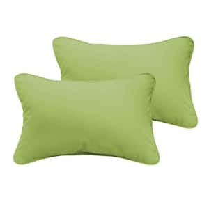 Apple Green Rectangular Outdoor Corded Lumbar Pillows (2-Pack)