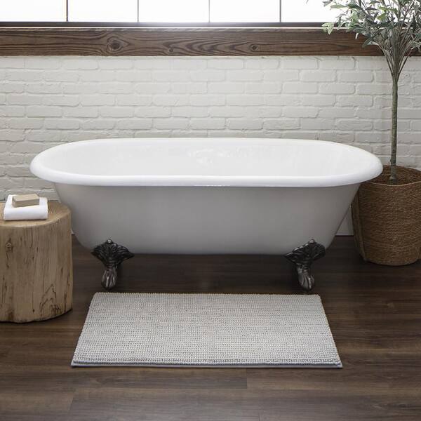 Homespun Noodle 17 in. x 24 in. Silver Gray Polyester Machine Washable Bath Mat
