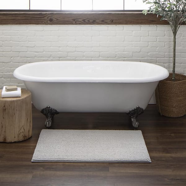Homespun Noodle 27 in. x 45 in. Silver Gray Polyester Machine Washable Bath Mat