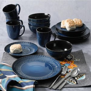 Milanto 16-Piece Modern Blue Earthenware Dinnerware Set (Service for 4)