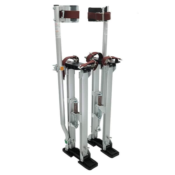 24 in. to 40 in. Drywall Stilts, Walking Taping Aluminum Tool Stilt for Sheetrock Painting and Cleaning, Silver