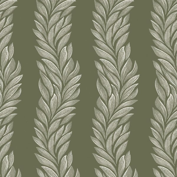 Laura Ashley Coulderton Leaves Olive Green Wallpaper