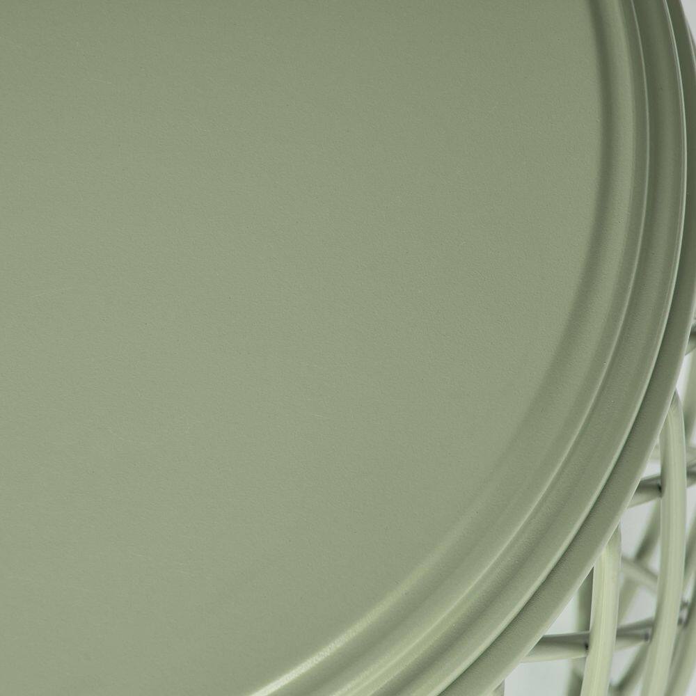 Matte Green 19 Inch Lattice Iron Outdoor Side Table