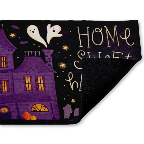 Haunted Sweet Home Black 18 in. x 30 in. Polyester Non-Slip Outdoor Door Mat