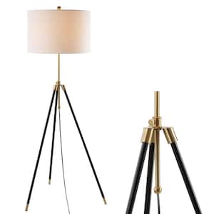 Lucius 67 in. Black/Brass Adjustable Metal LED Floor Lamp