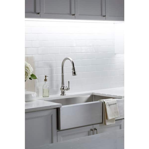 Artifacts Single-Handle Touchless Pull-Down Sprayer Kitchen Faucet in Vibrant Polished Nickel