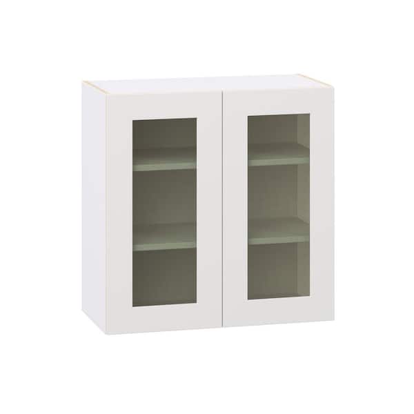 Roseland 30 in. W x 14 in. D x 30 in. H Assembled Shaker Glass Door Specialty Wall Kitchen Cabinet in Warm White