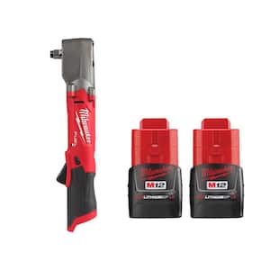 M12 FUEL 12V Lithium-Ion Brushless Cordless 1/2 in. Right Angle Impact Wrench With 1.5 Ah Battery Pack (2-Pack)