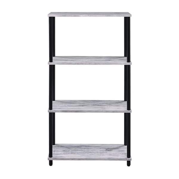 12.50 in. W x 24.50 in. D x 44.50 in. H Black Wood Freestanding Linen Cabinet with 4 Shelves in Black Multi-Colored