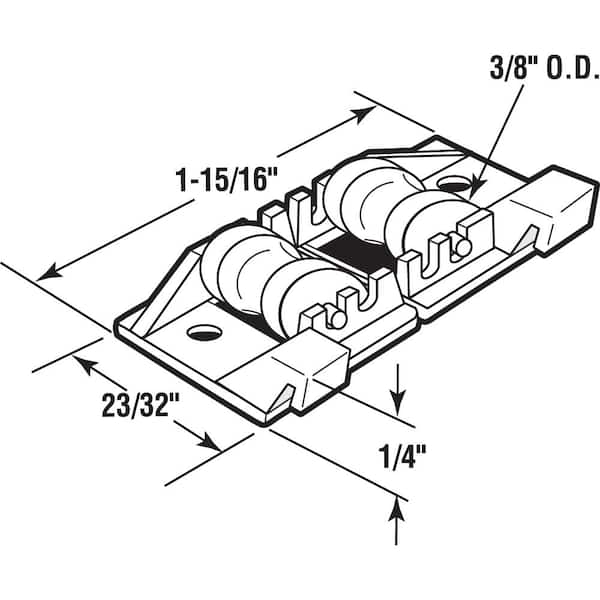 Sliding Window Tandem Roller Assembly, 3/8 in. Brass Rollers