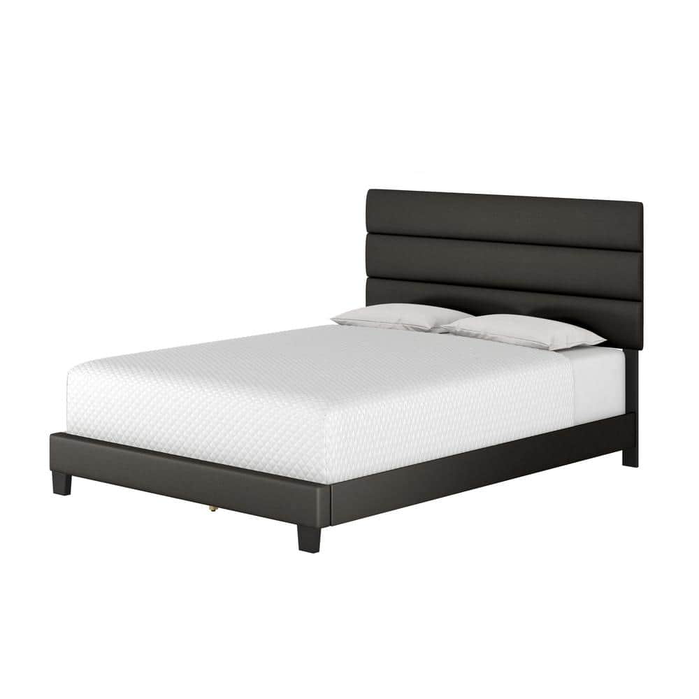 Paisley Dark Full/Double Tufted Faux Leather Upholstered Bed