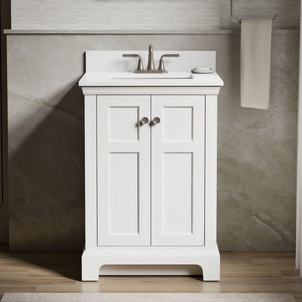 KOHLER Baskin 24 in. Single Sink White Bath Vanity with Bianco