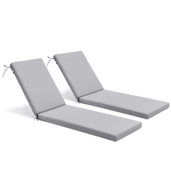 Pellebant 2-pack 80 in. Outdoor Lounge Chair Lounge Polyester Chair Cushions in Light Gray