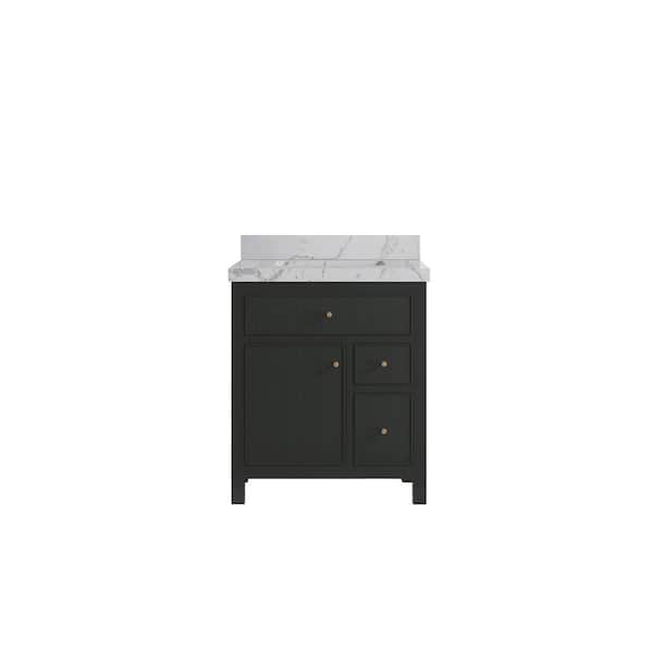 Willow Collections Sonoma 30 in. Single Sink Freestanding Black Top Bath Vanity with Venatino Qt. Top Unassembled