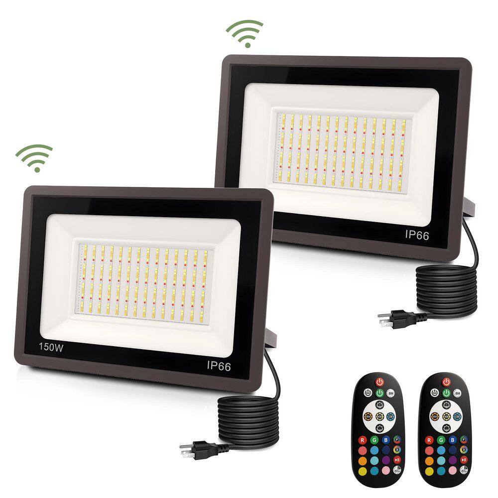 2-Pack Plug-in Black RGBCW Outdoor Integrated LED Landscape Flood Light with Adjustable Color Temperature, IP66 price history on PriceWatchPro