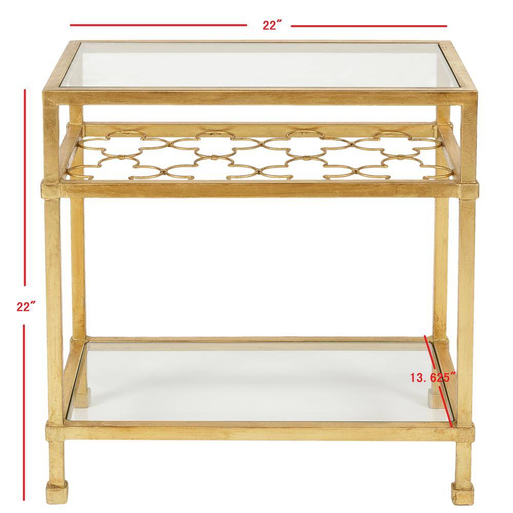Hanzel Gold Leaf Glass Top Rectangular Side Table