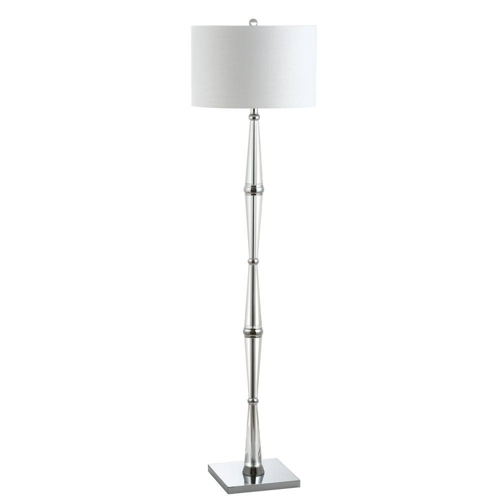 Francine 60" Crystal Chrome Floor Lamp with White Drum Shade