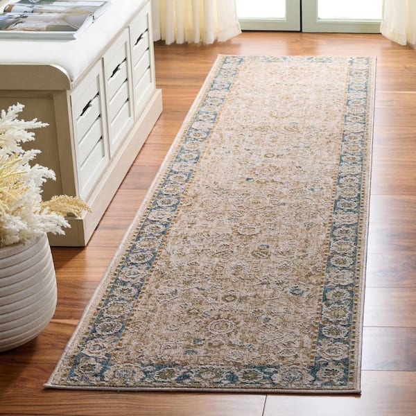 Finley 2 ft. x 10 ft. Blue/Beige Medallion Runner Rug