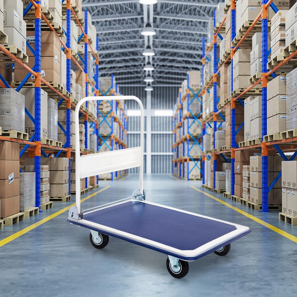 660lb Blue Steel Folding Platform Cart Dolly