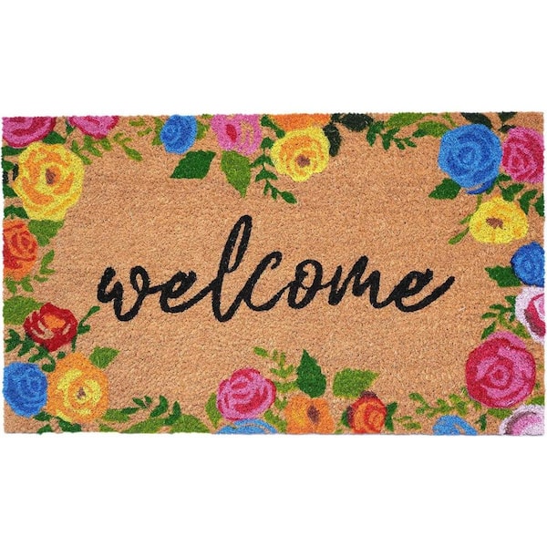Multi-Colored 36 in. x 24 in. Coir Non-Slip Indoor/Outdoor Door Mat
