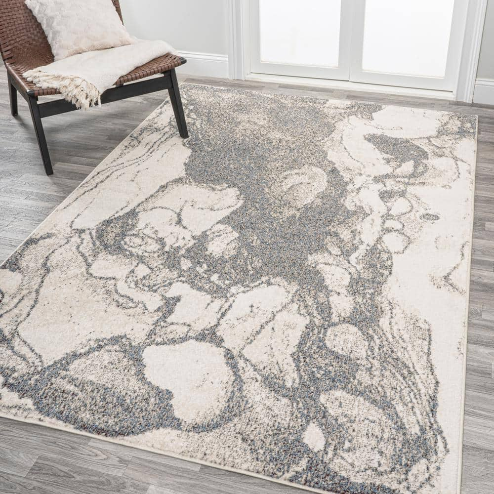 JONATHAN Y Marmo Abstract Marbled Modern Gray/Cream 8 ft. x