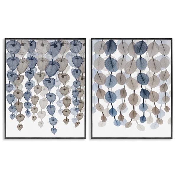 Falling Vines Neutral Leaves by Albert Koetsier 2-Piece Black Framed Giclee Art Print Abstract 30 in. x 24 in.