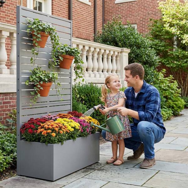 値下げ　Whole Earth EARTH KÜCHEN SC PexFix 59 in. H x 30 in. W Gray Planter Box with Trellis Elevated
