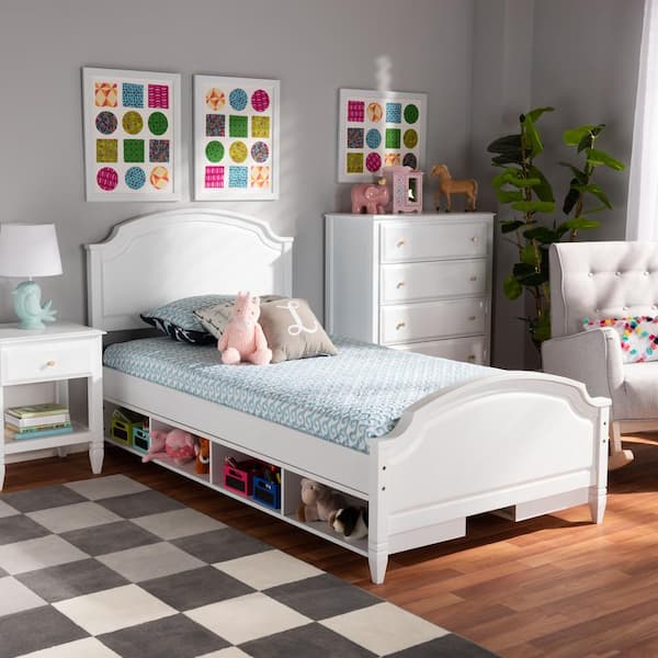 Baxton Studio Elise White Twin Platform Storage Bed 168 10826 HD