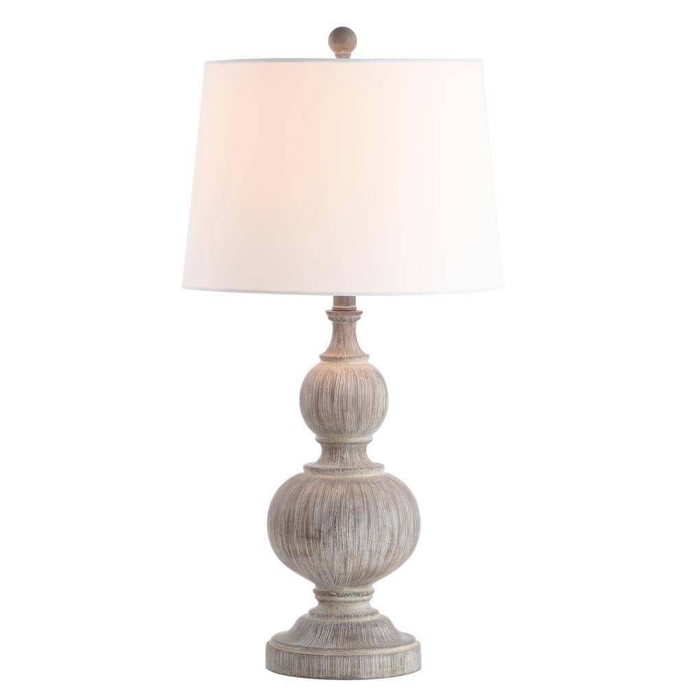 Ephraim Weathered Faux Wood Traditional Table Lamp Set, Gray