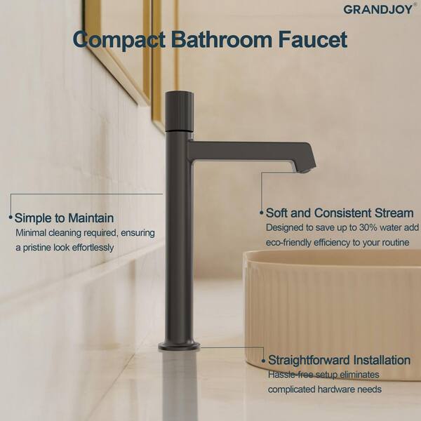 GRANDJOY 13 in. H 1-Handle Solid Brass Bathroom Vessel Sink Faucet