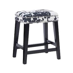 Benjamin 24 in. Black and White Cow Print Counter Stool