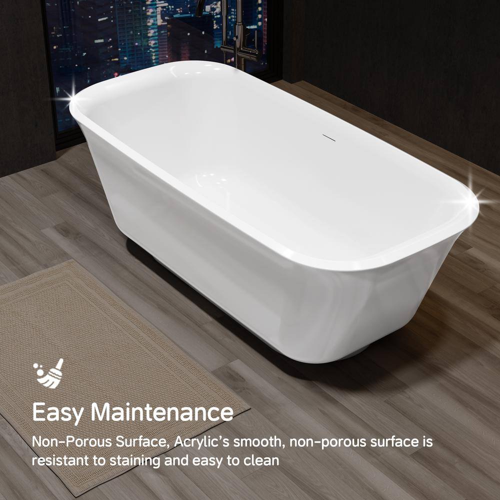 67" Glossy White Acrylic Freestanding Double Slipper Bathtub