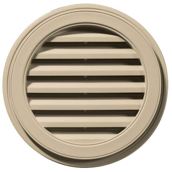 Builders Edge 22 in. x 22 in. Round Brown/Tan Plastic Built-in Screen Gable Louver Vent