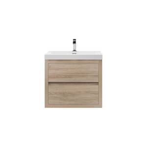 Louis 24 in. W x 20 in. D x 22 in. H Single Sink Floating Bath Vanity in White Oak with White Acrylic Top