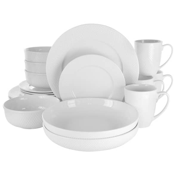 Elama 18-Piece Maisy White Porcelain Dinnerware Set (Service for 4)