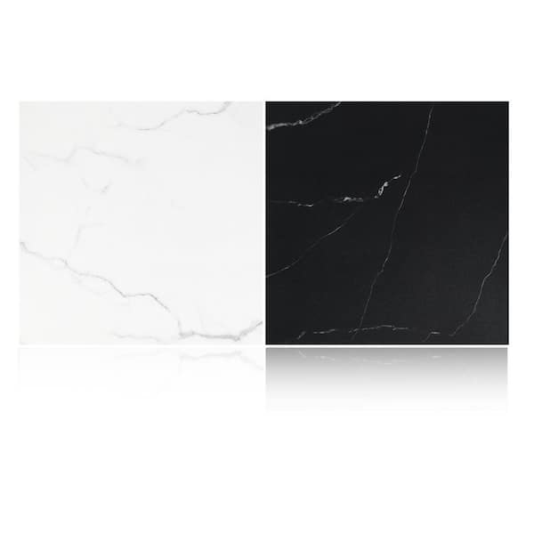 1 ft. x 1 ft. Peel, Stick Ceiling Tile with White and Black, 12 Piece Decorative Glue Up Ceiling Tile, (12 sq. ft./Case)