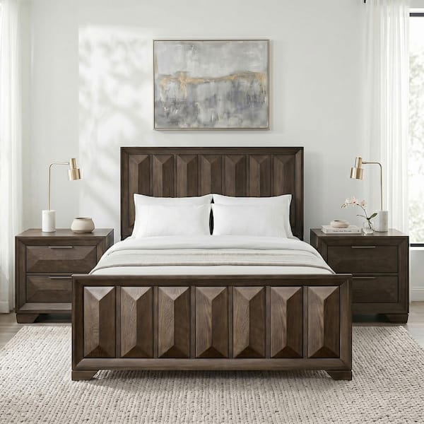 Pinnete 3-Piece Espresso Wood Queen Bedroom Set
