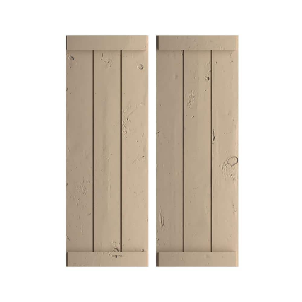 16.5 in. x 86 in. Timberthane Polyurethane 3-Board Joined Board-n-Batten Knotty Pine Faux Wood Shutters, End Batten Pair price history on PriceWatchPro