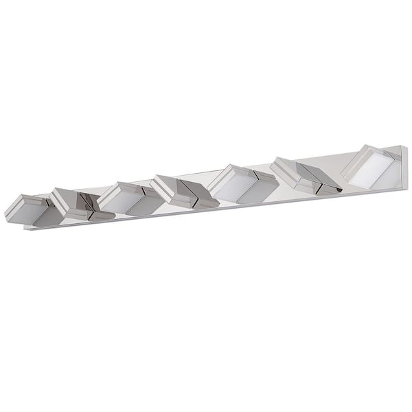 55.1 in. 7-Light Modern Chrome LED Vanity Light Wall Sconce for Bathroom and Mirror, Energy-Efficient