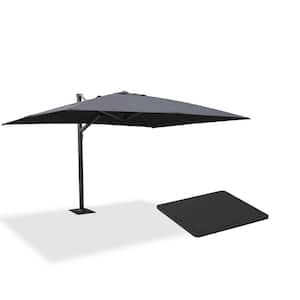 10 ft. x 13 ft. Aluminum Large Outdoor Cantilever 360° Rotation Patio Umbrella with Base Plate, Gray