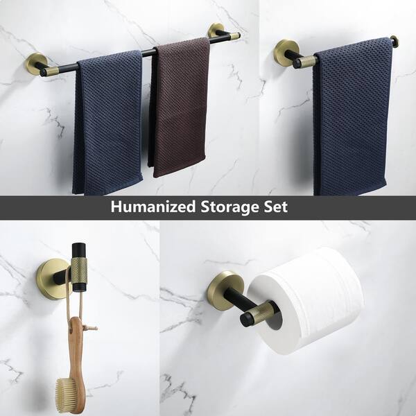 Everly 4 -Piece Bath Hardware Set with Mounting Hardware in Stainless Steel Black Gold