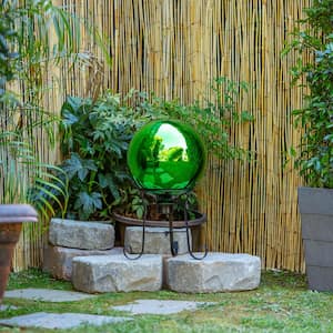 10 in. Dia Indoor/Outdoor Glass Gazing Globe Festive Yard Decor, Green