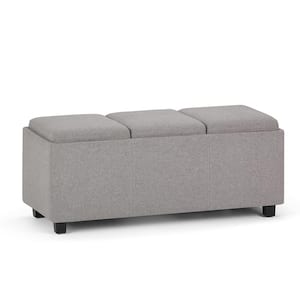 Avalon 42 in. Contemporary Storage Ottoman in Cloud Grey Linen Look Fabric