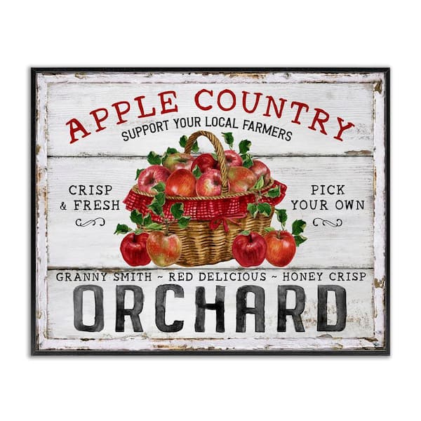 Rustic Apple Orchard by Creatif Belle Black Framed Graphic Typography Art Print 11 in. x 14 in.