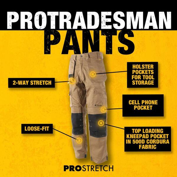DEWALT ProTradesman Men's 30 in. W x 31 in. L Tan Polyester/Cotton